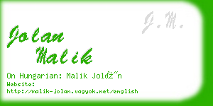 jolan malik business card